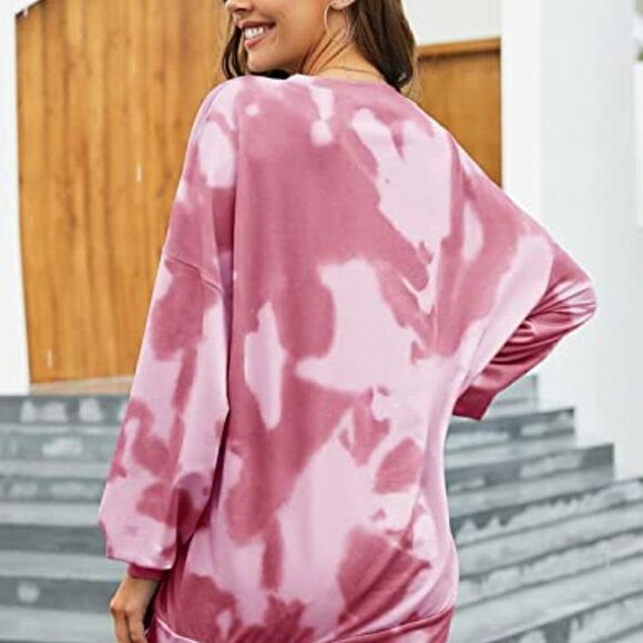 New Tequila Womens Oversized Tie Dye Sweatshirts Loose Long Sleeve Crewneck … - Picture 3 of 7
